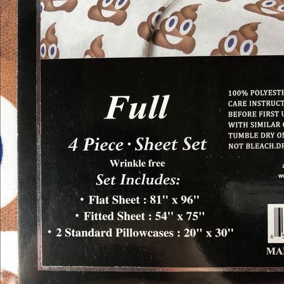 💩 Poop Emoji 4 pc. Sheet & Comforter Set Full NWT - Picture 5 of 7
